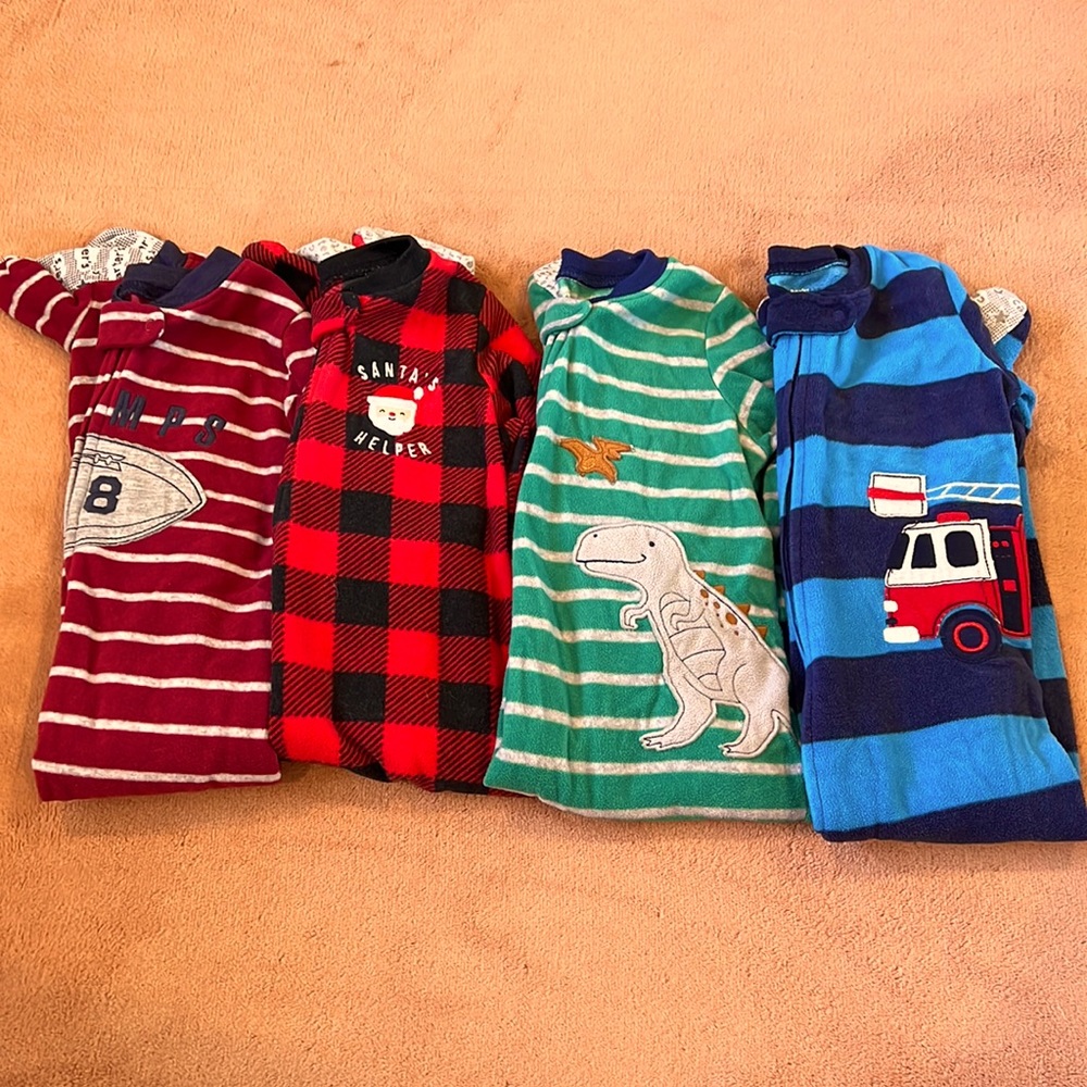 Lot of 4 18M Carters Fleece Footed PJs